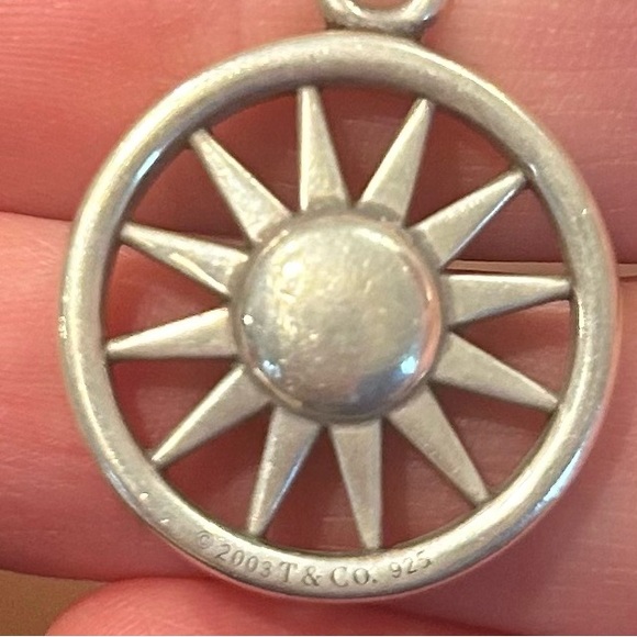 Authentic Tiffany&CO vintage sunburst wheel design double chain necklace - Picture 4 of 4